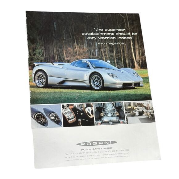 Pagani Cars Limited 2001 Advertisement Italian Automobile Ad Zonda Huayra Utopia - Picture 1 of 5